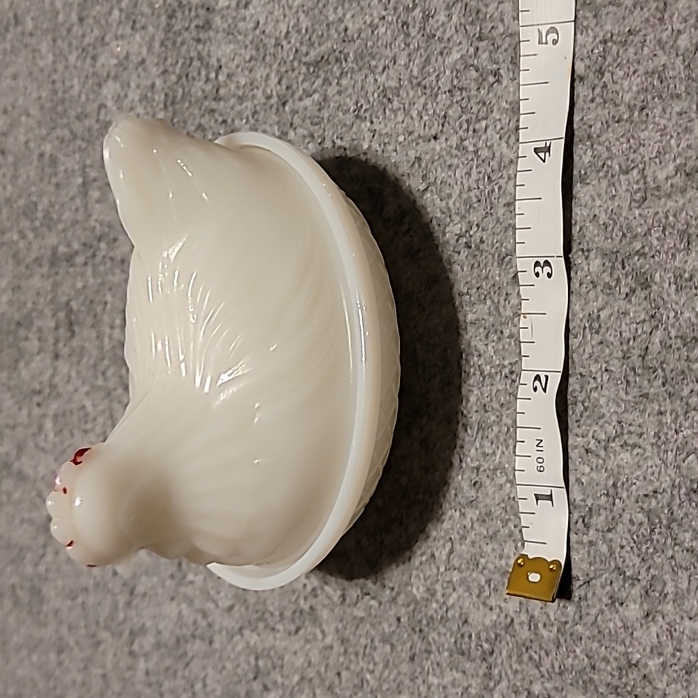 Vtg hen in basket cellar